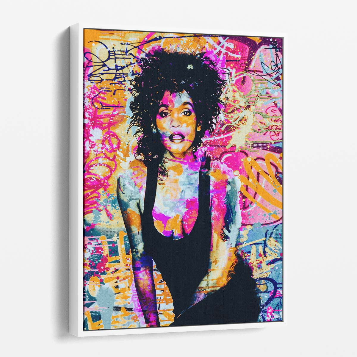 Whitney Houston Graffiti Pop Wall Art by Luxuriance Designs. Made in USA.