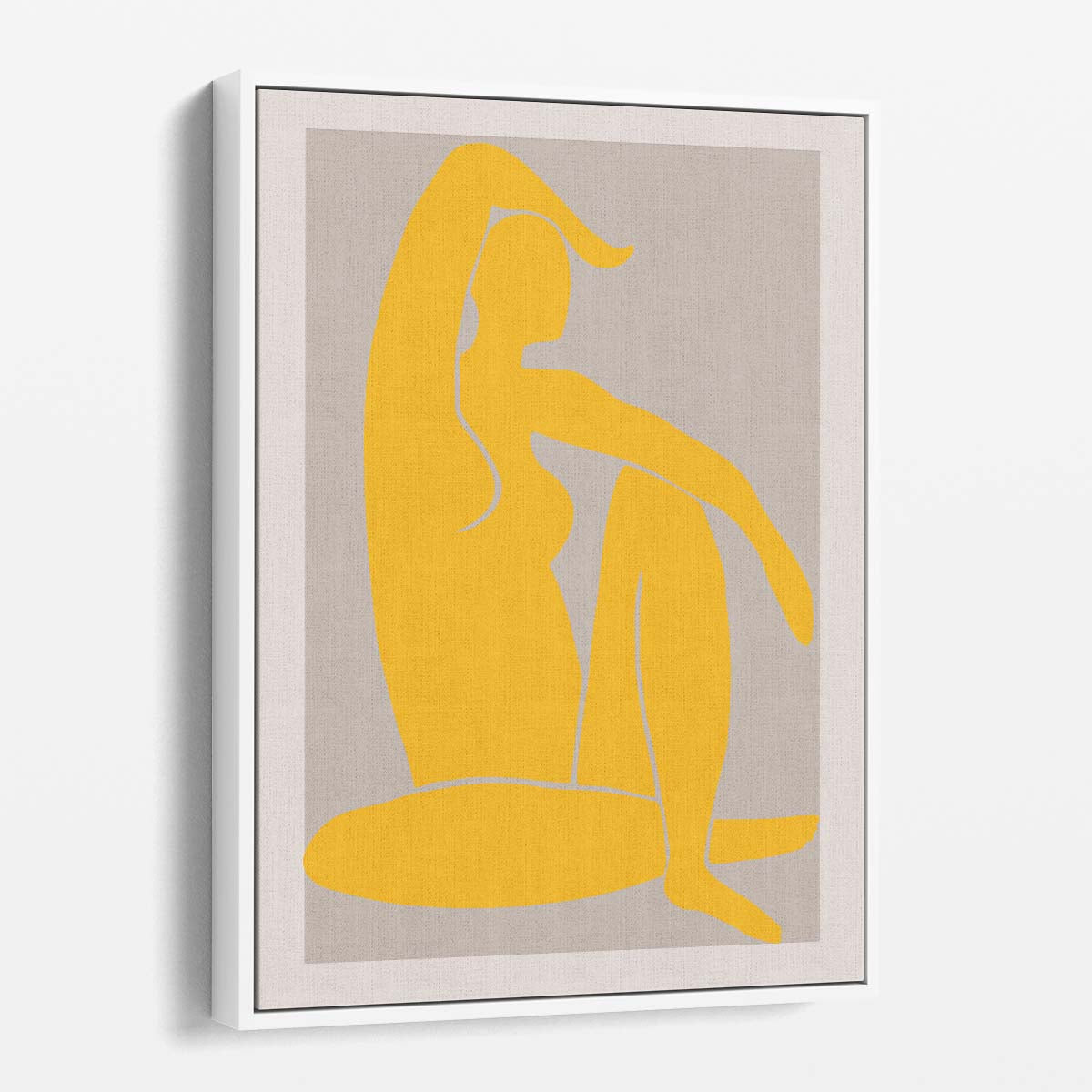 Mid-Century Yellow Woman Portrait Illustration, Figurative Wall Art by Luxuriance Designs, made in USA