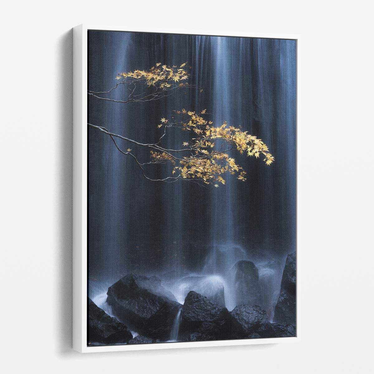 Tranquil Autumn Waterfall Landscape - Zen Meditation Photography Art by Luxuriance Designs, made in USA