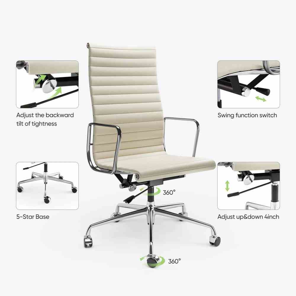 Luxuriance Designs - Eames Aluminum Group Chair - White Color and High Backrest Design Features - Review