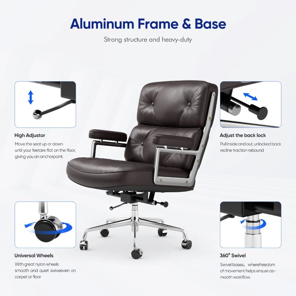 Luxuriance Designs - Eames Executive Office Chair Replica - Real Leather - Features Detail - Review